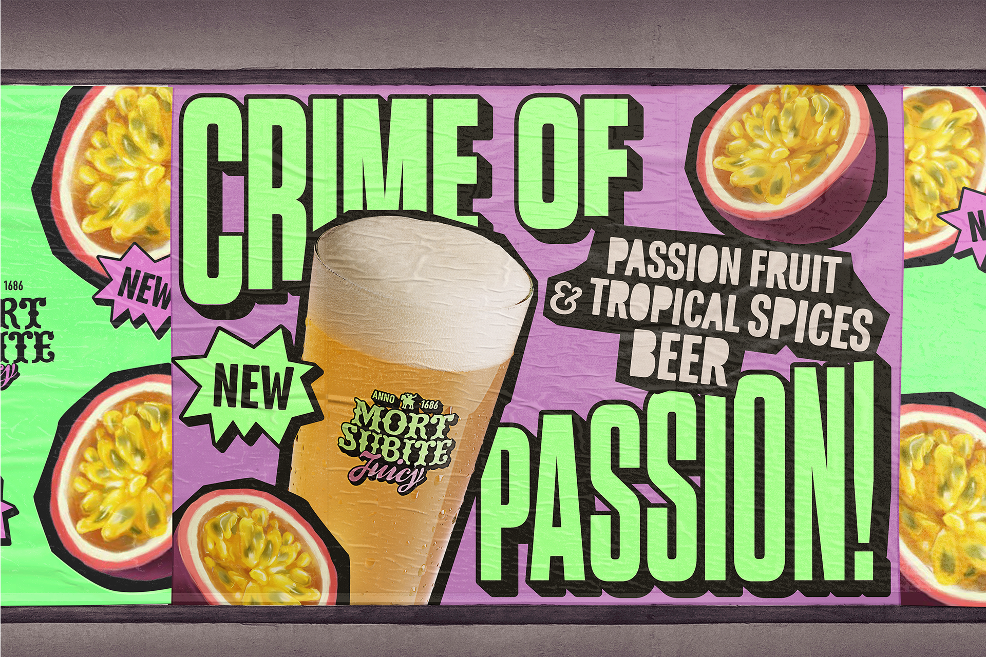 Plastered advertisements for Mort Subite juicy.