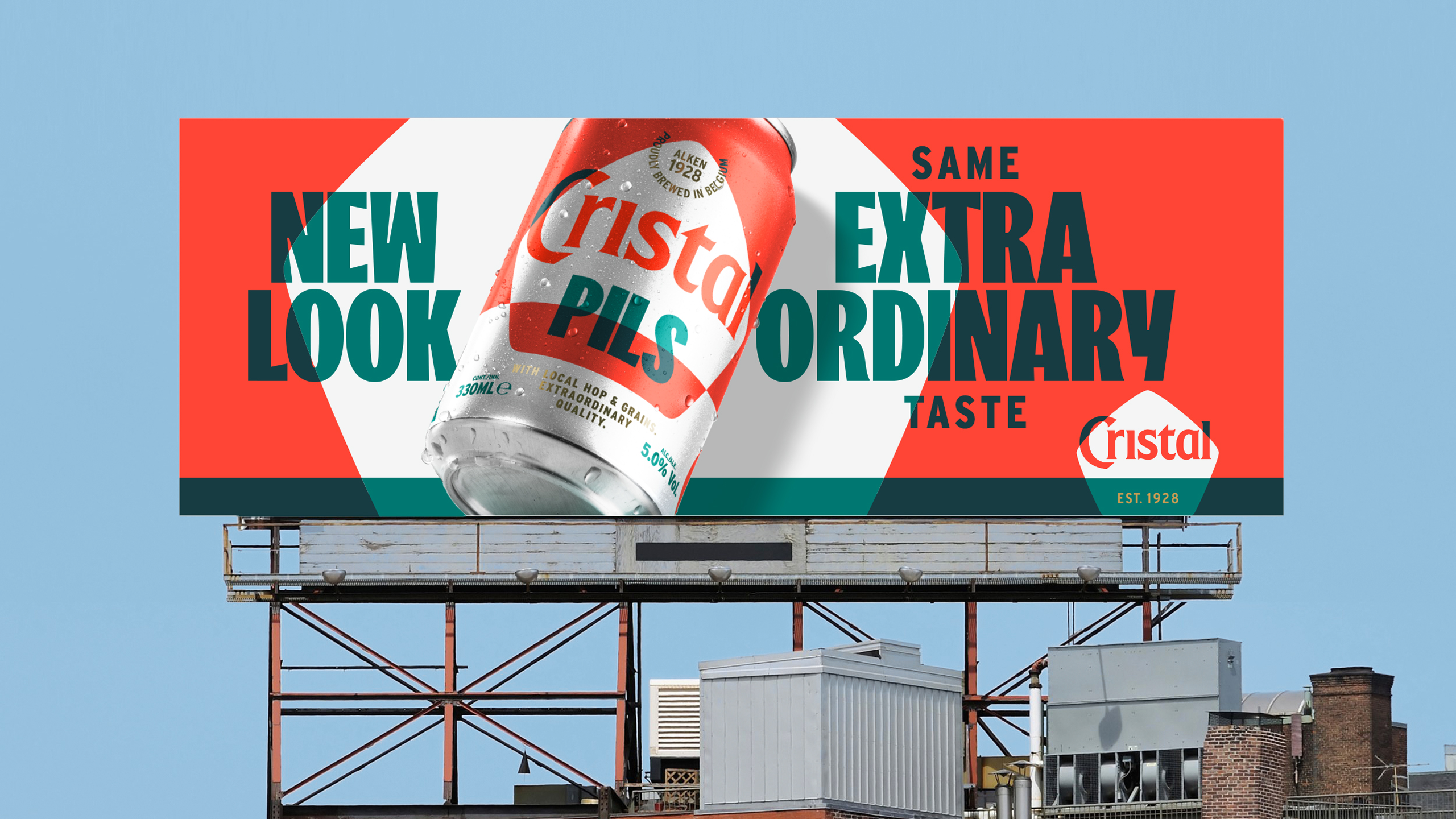 Cristal Pils ad on a billboard.